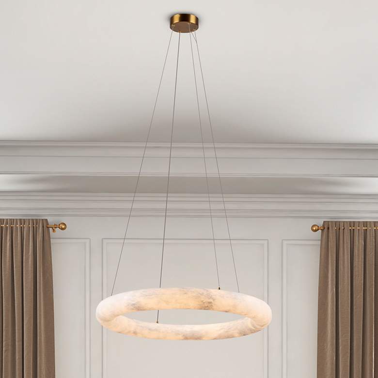 Image 1 Camila 27" Wide Brushed Brass Chandelier With Opal Alabaster Shade