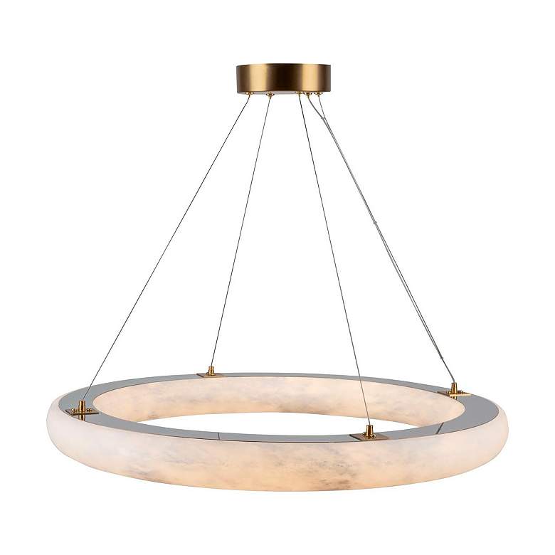 Image 5 Camila 27" Wide Brushed Brass Chandelier With Opal Alabaster Shade more views