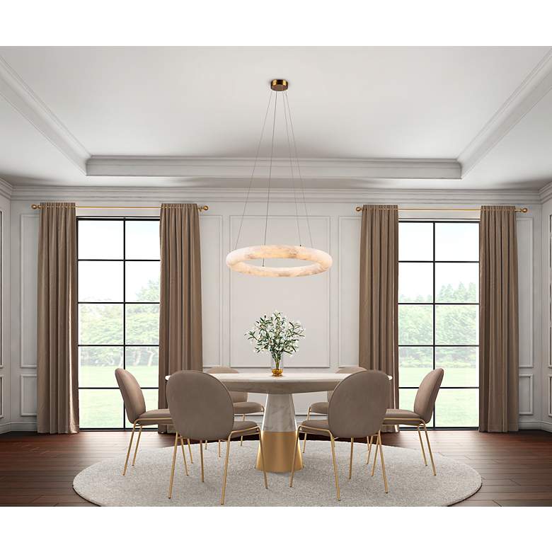 Image 7 Camila 27" Wide Brushed Brass Chandelier With Opal Alabaster Shade more views