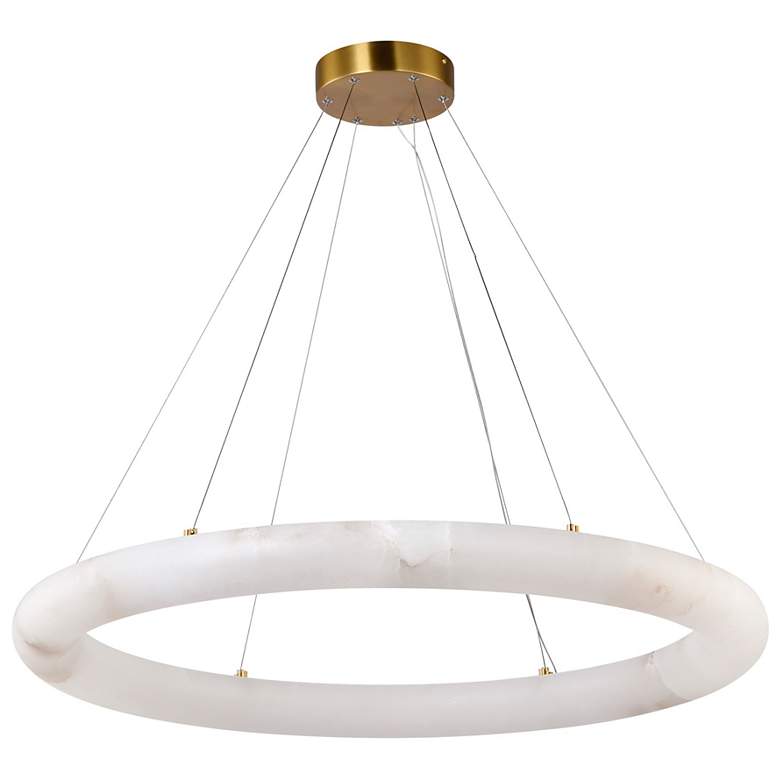 Image 2 Camila 35" Wide Brushed Brass Chandelier w/ White Opal Shade more views