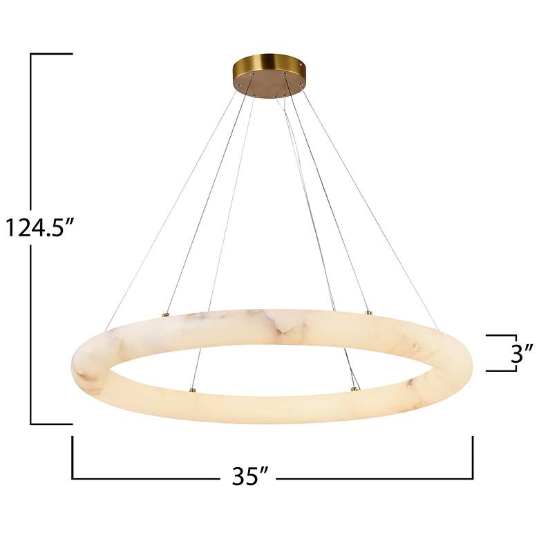 Image 4 Camila 35" Wide Brushed Brass Chandelier w/ White Opal Shade more views
