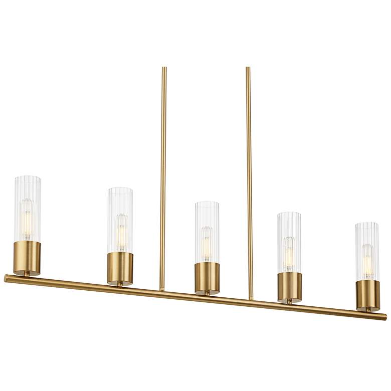 Image 2 Camila 39 1/2" Wide Warm Brass 5-Light Island Chandelier