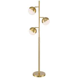 Image3 of Camila 67" Antique Brass Globe 3-Light Tree Floor Lamp
