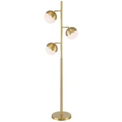Camila 67" Antique Brass Globe 3-Light Tree Floor Lamp