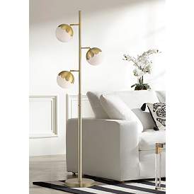 Image2 of Camila 67" Antique Brass Globe 3-Light Tree Floor Lamp