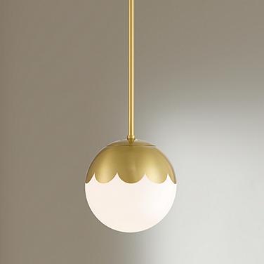 Camila 7" Antique Brass White Glass Globe Mini Pendant