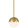 Camila 7" Antique Brass White Glass Globe Mini Pendant