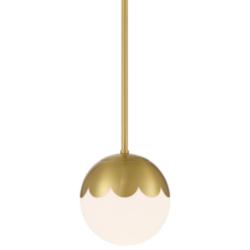 Camila 7" Antique Brass White Glass Globe Mini Pendant