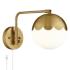 Camila 8 1/4" Brass and Glass Globe Plug-In Wall Lamp