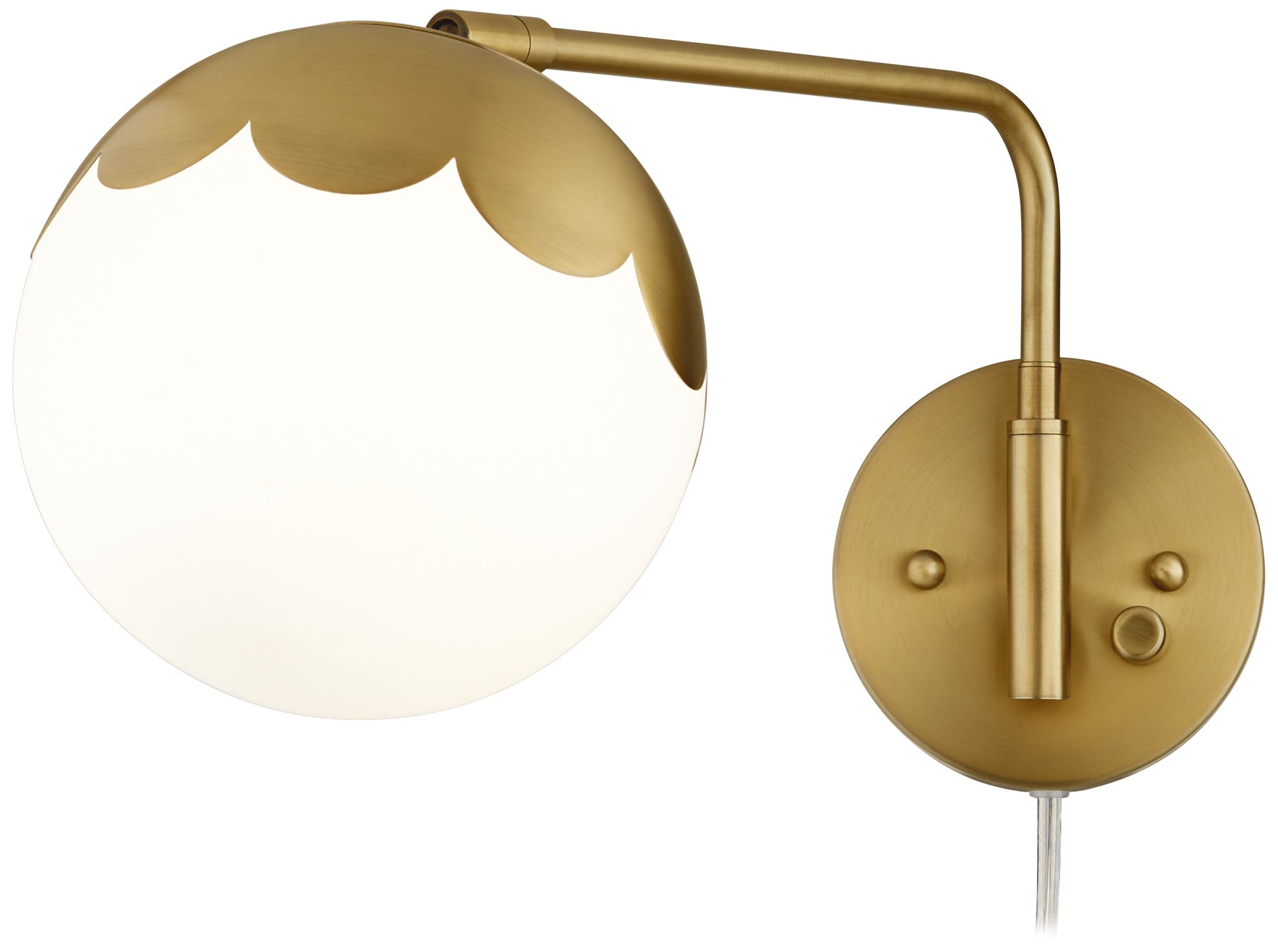 Watch A Video About the Camila Brass and Glass Globe Plug In Wall Lamp