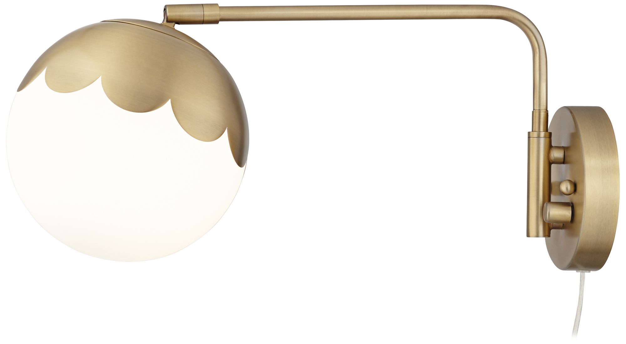 Watch A Video About the Camila Brass and Glass Globe Plug In Wall Lamp