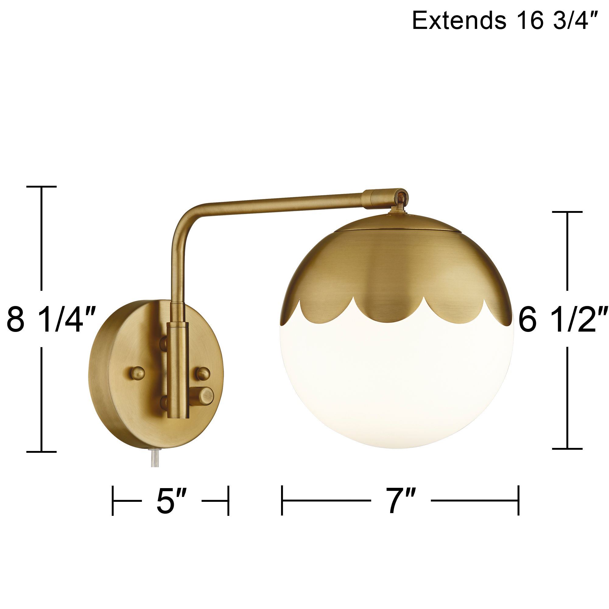 Watch A Video About the Camila Brass and Glass Globe Plug In Wall Lamp