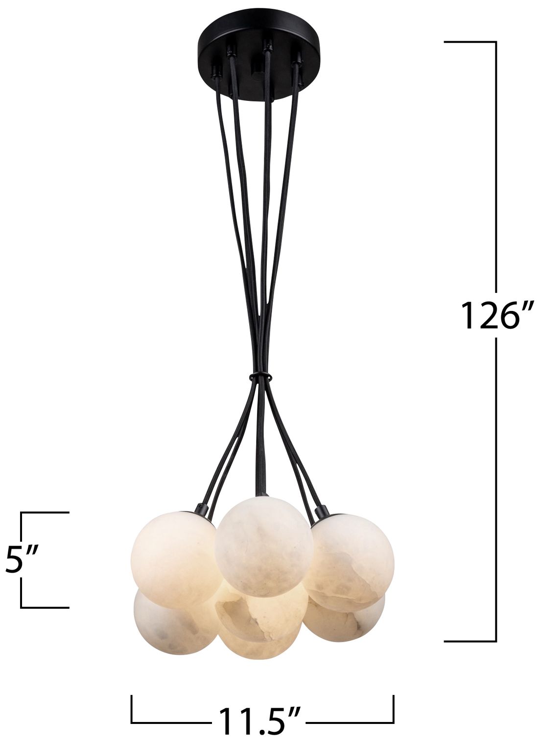 Camila 9" Wide 7.Light Black Pendant