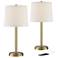 Camile Brass USB Table Lamps Set of 2