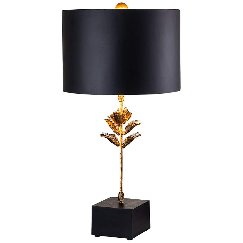 Image 4 Camilia Leaf 29 3/4" High Antique Gold Metal Table Lamp more views