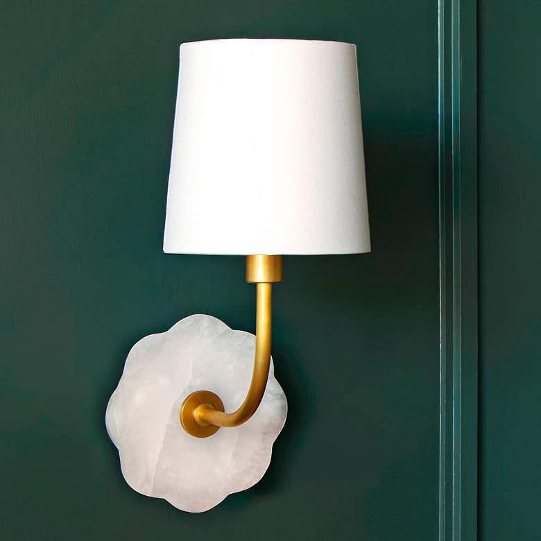 Image 1 Camilla 14"H Natural Alabaster Stone and Brass Wall Sconce
