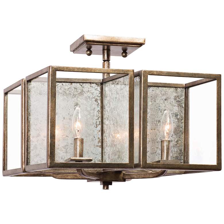 Image 2 Camilla 16 inch Wide Rustic Silver Leaf 4-Light Ceiling Light