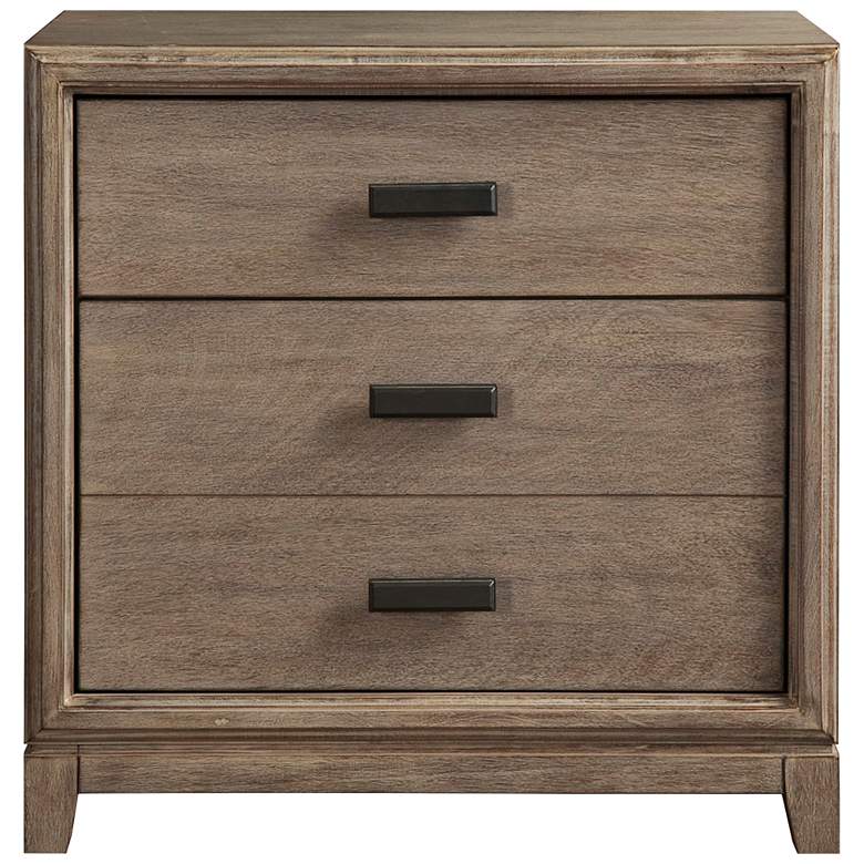 Image 1 Camilla 26 inch Wide Antique Gray 3-Drawer Wood Nightstand