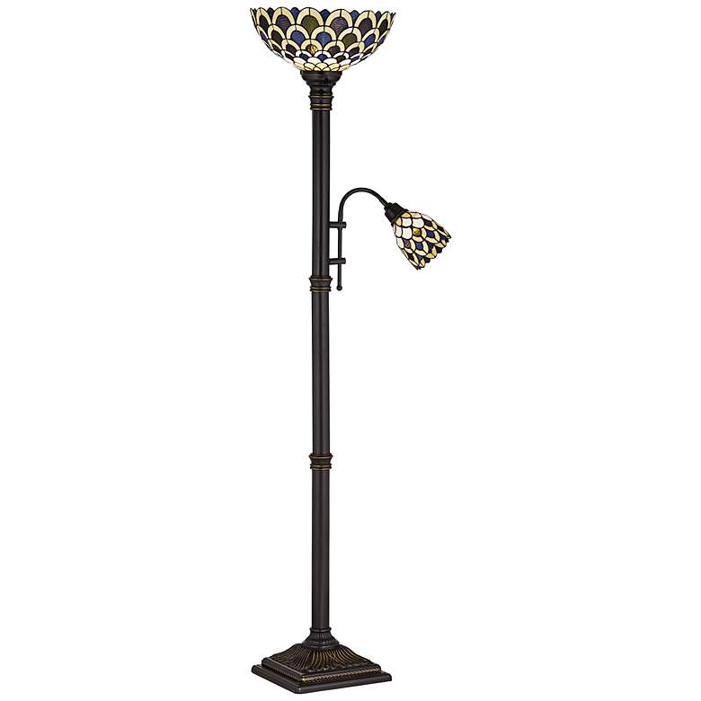 Image 1 Camilla Fishscale Torchiere Floor Lamp with Side Light
