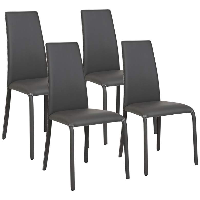 Image 1 Camille Steel and Gray Leatherette Dining Chair Set of 4