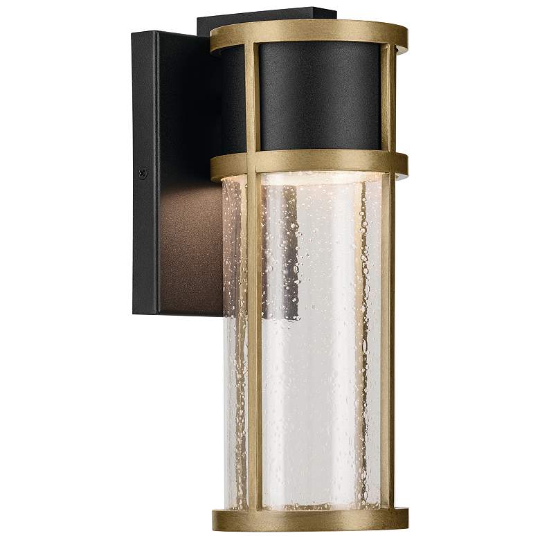 Image 1 Camillo 12"H Black and Natural Brass LED Outdoor Wall Light