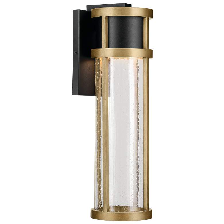 Image 2 Camillo 20"H Textured Black and Brass LED Outdoor Wall Light