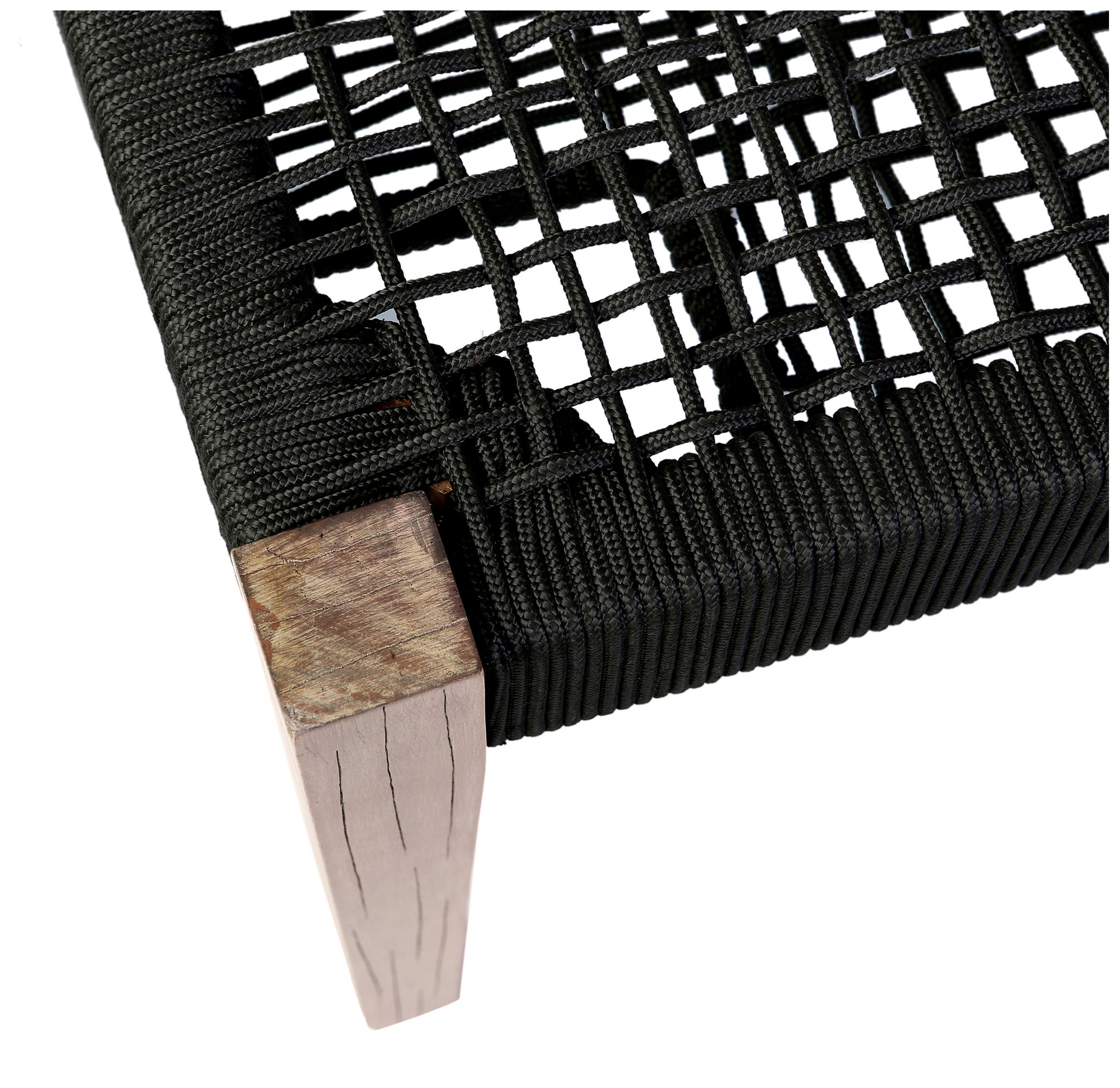 Image 4 Camino Indoor Outdoor Dining Bench in Eucalyptus Wood and Charcoal Rope more views