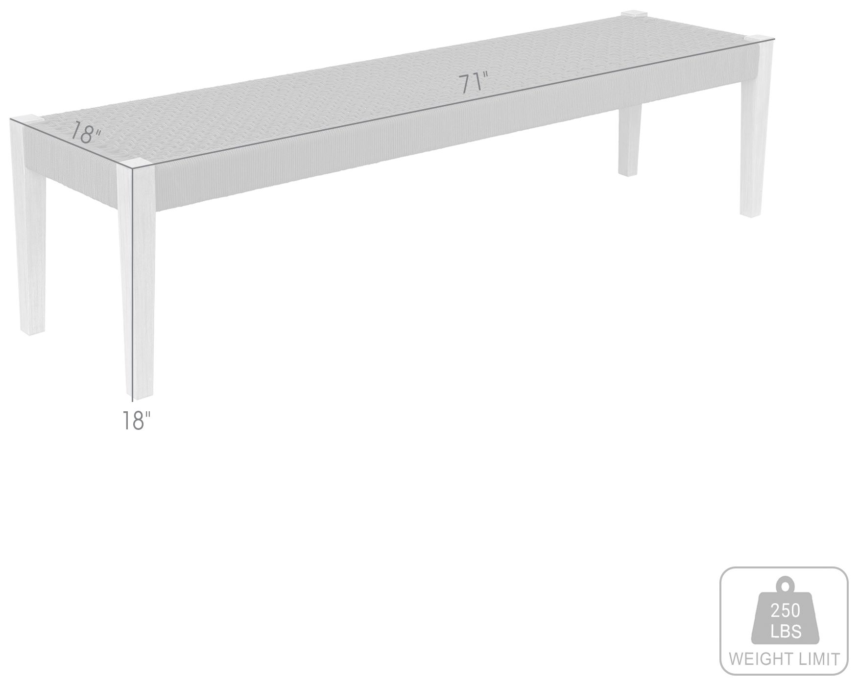 Camino Indoor Outdoor Dining Bench in Eucalyptus Wood and Charcoal Rope