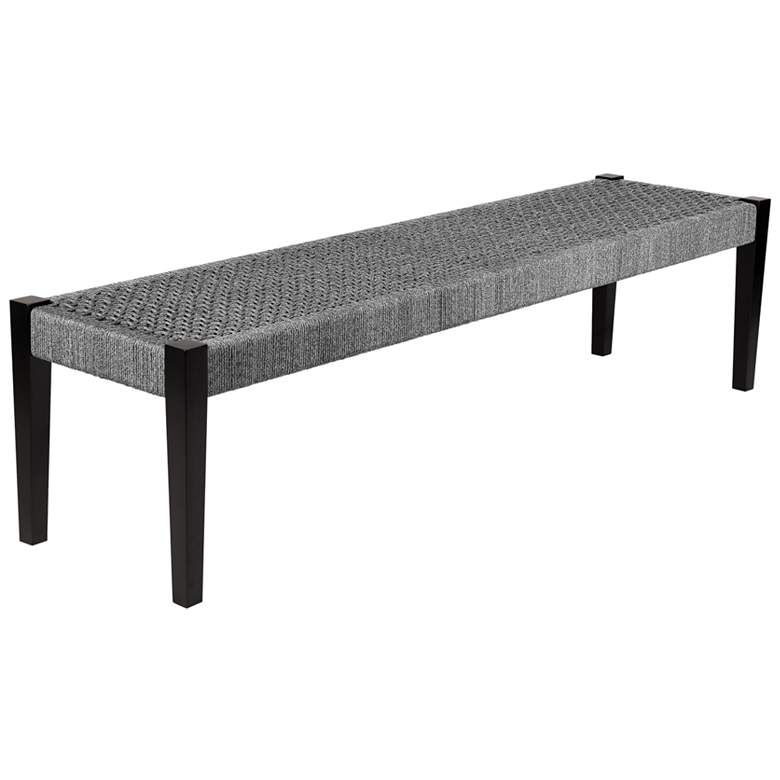 Image 1 Camino Indoor Outdoor Dining Bench in Eucalyptus Wood and Grey Rope