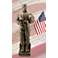 Camo Soldier 30" High Bronze Outdoor Statue with Flag