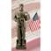 Camo Soldier - African American 30"H Bronze Statue with Flag