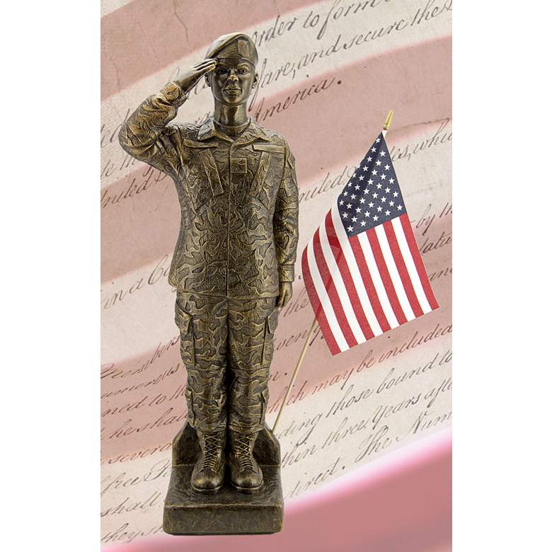 Image 1 Camo Woman - African American 30 inch High Bronze Outdoor Statue
