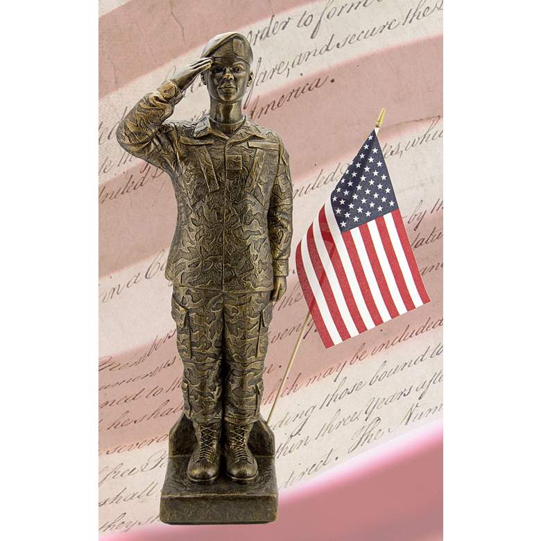 Image 1 Camo Woman - African American 30" High Bronze Outdoor Statue