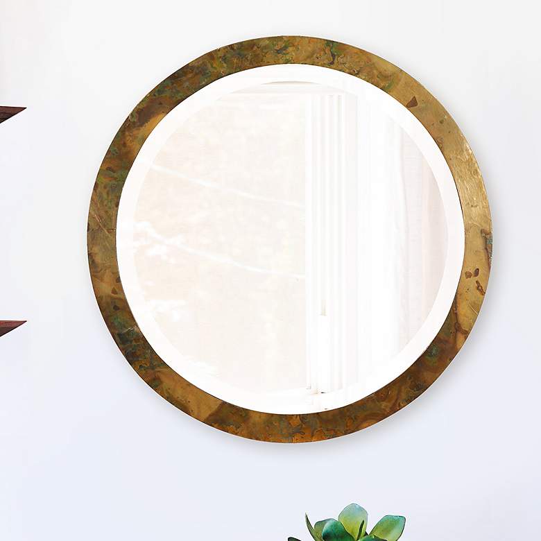 Image 2 Camou Acid Washed Copper 15" Round Wall Mirror