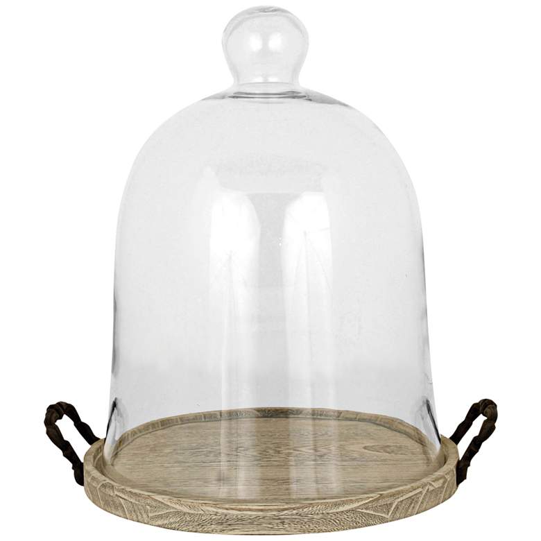 Image 1 Campagne Ash Wood and Clear Glass 15 1/2 inch Wide Dome Tray
