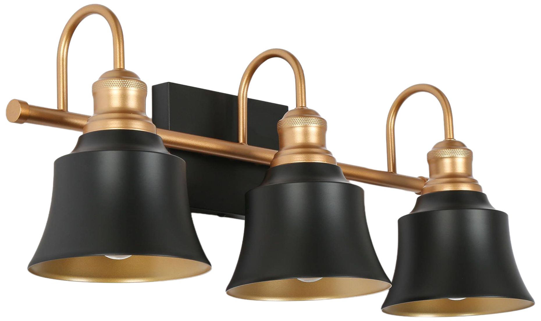 Campana 22.8"W 3-Light Black Brass Metal Bell Bathroom Vanity Light