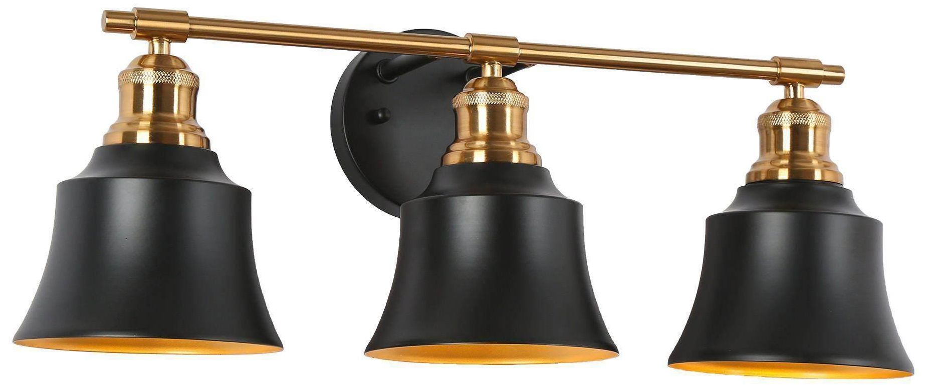 Campana 22"W 3-Light Black Brass Metal Bell Linear Bathroom Vanity Light