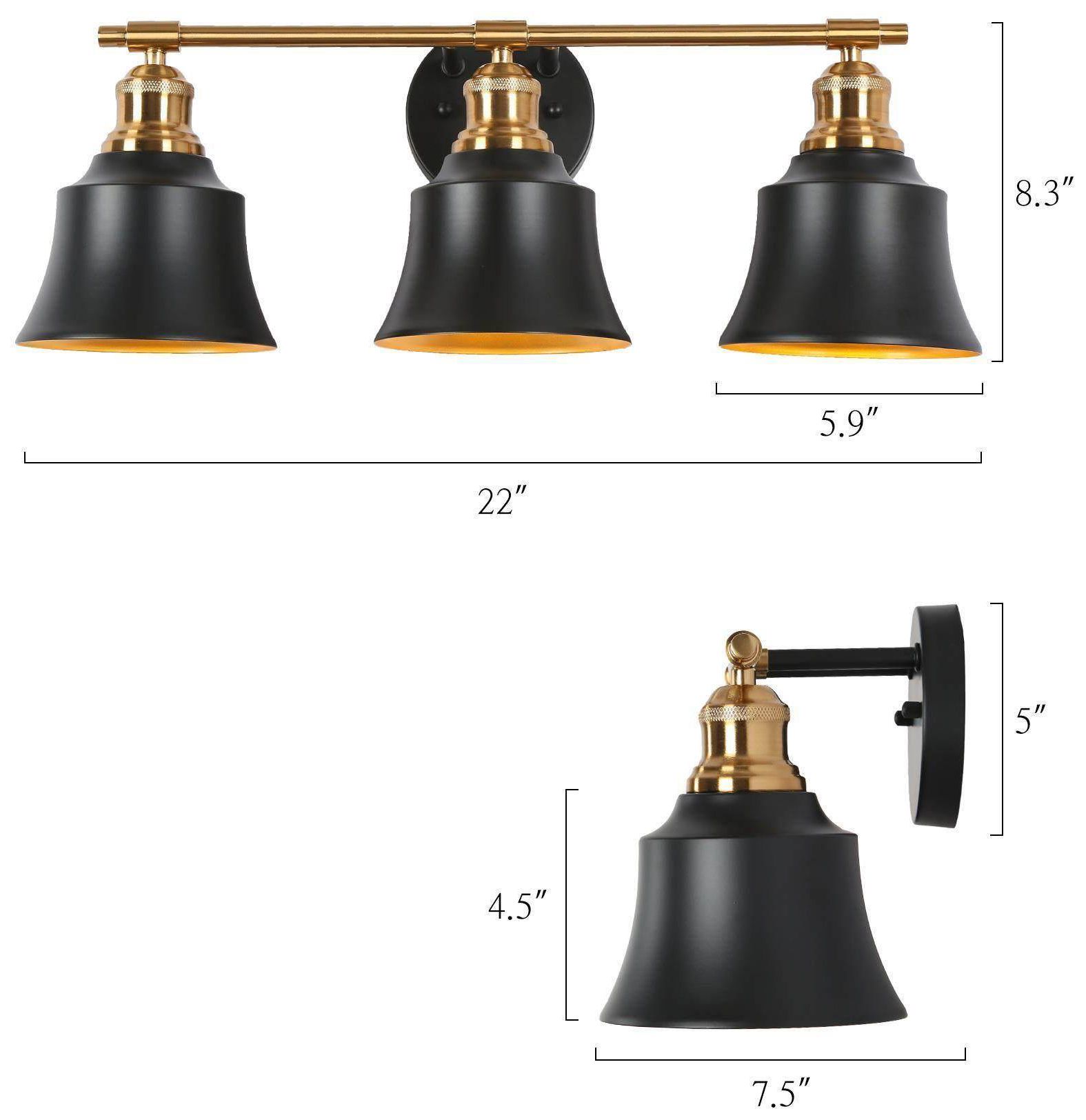 Image 2 Campana 22"W 3-Light Black Brass Metal Bell Linear Bathroom Vanity Light more views