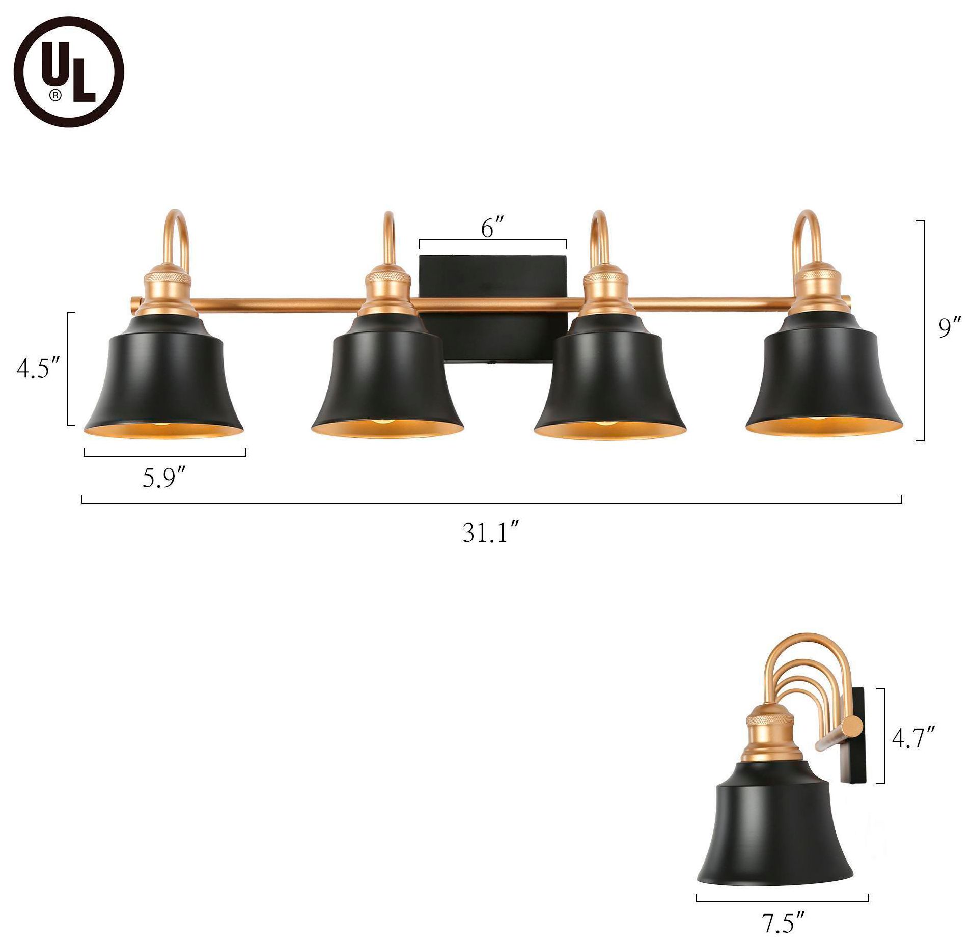 Image 2 Campana 31.1"W 4-Light Gold Metal Bathroom Vanity Light more views