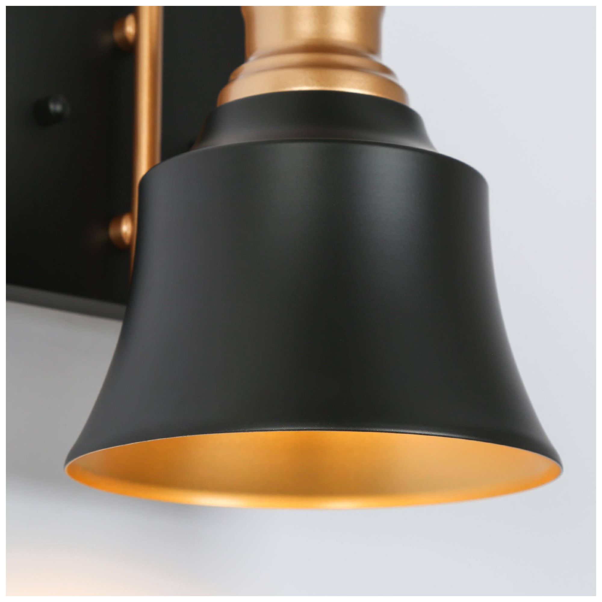 Image 3 Campana 5.9"W 1-Light Black Brass Metal Bell Wall Sconce more views