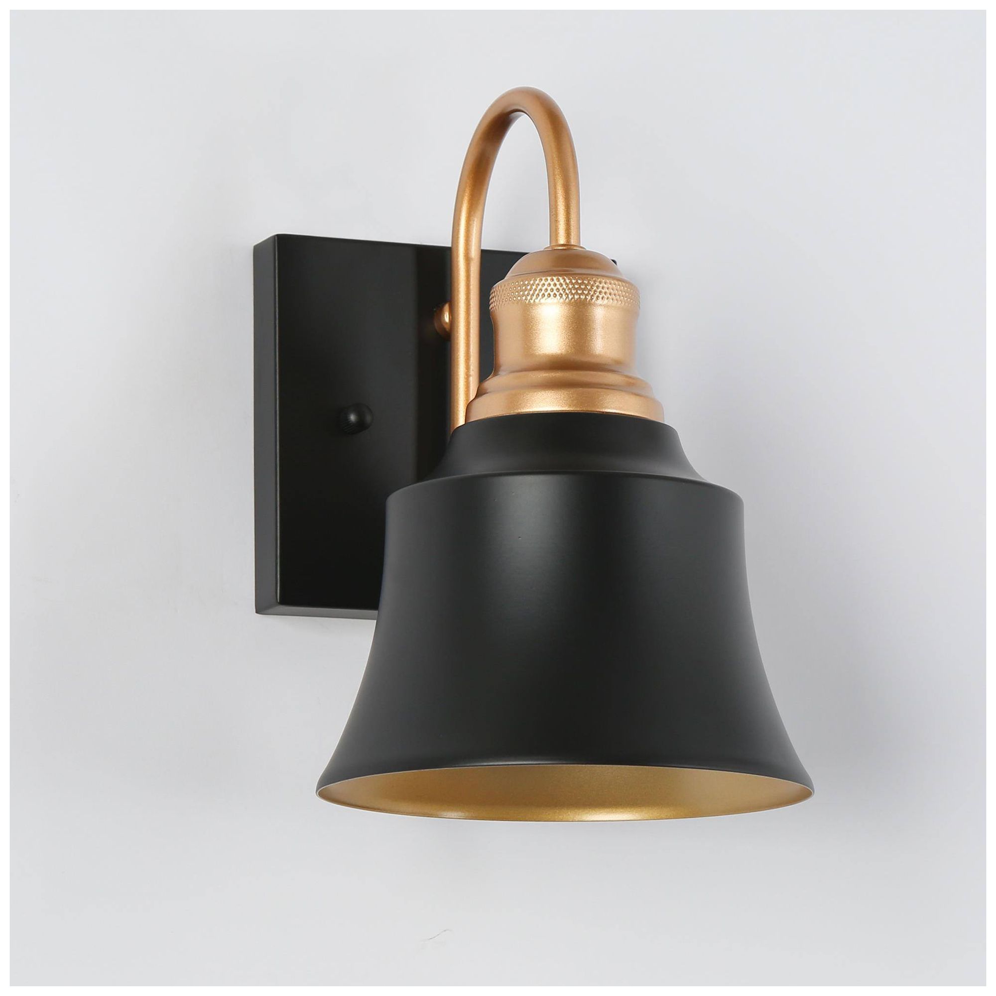 Image 6 Campana 5.9"W 1-Light Black Brass Metal Bell Wall Sconce more views