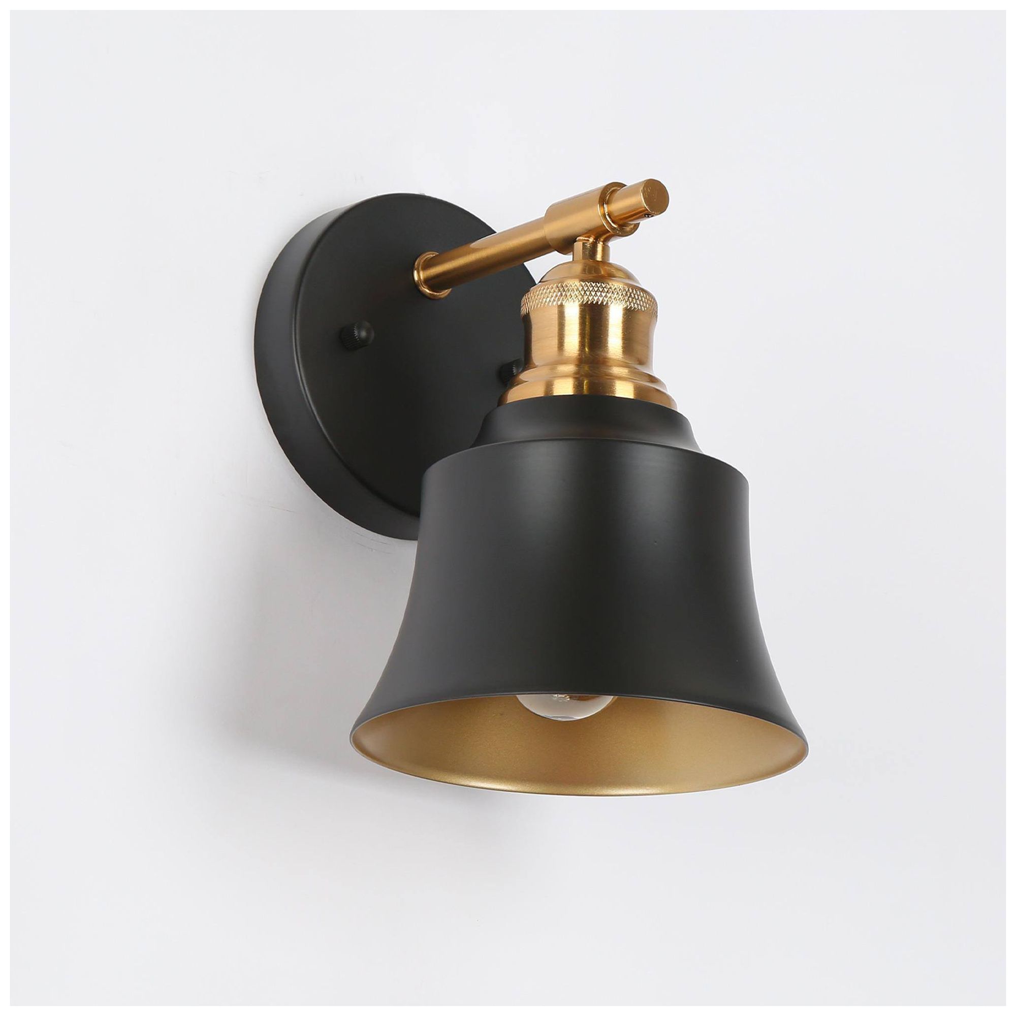 Image 2 Campana 5.9"W 1-Light Black Brass Metal Bell Wall Sconce more views