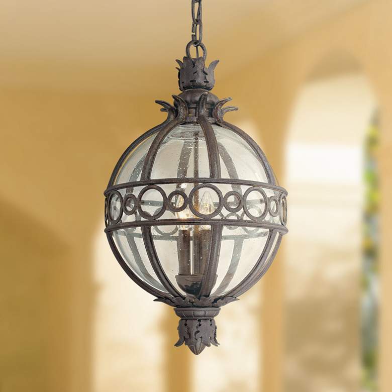Image 1 Campanile 27 1/2 inch High French Iron Outdoor Hanging Light