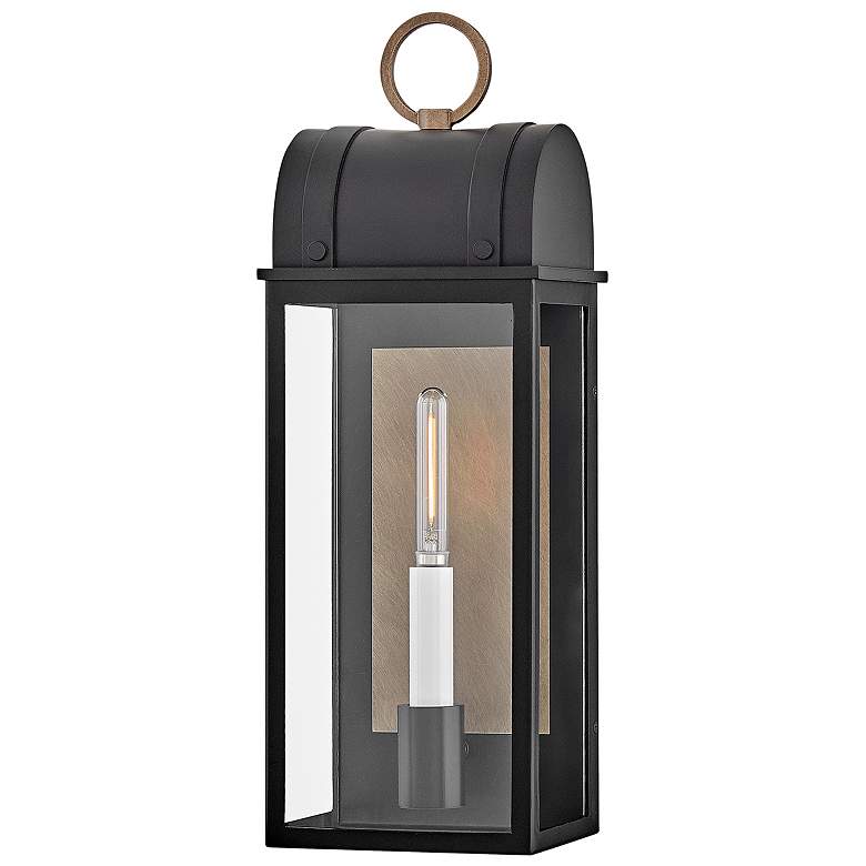 Image 1 Campbell 16"H Black with Burnished Bronze Outdoor Wall Light