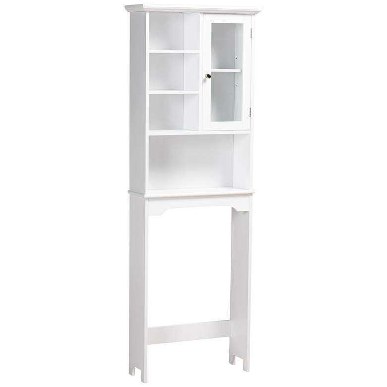 Image 1 Campbell 23 inchW White Wood 6-Shelf Bathroom Storage Cabinet