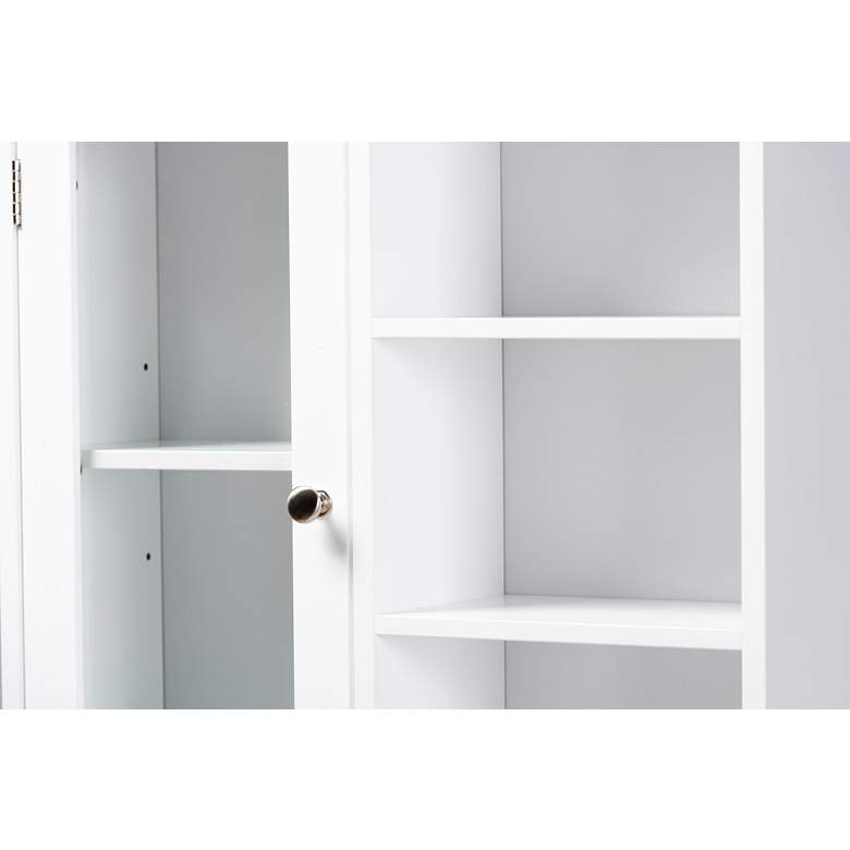 Image 4 Campbell 23"W White Wood 6-Shelf Bathroom Storage Cabinet more views