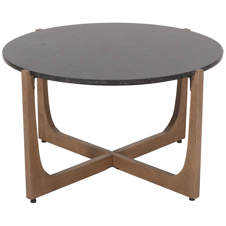 Image 5 Campbell 32" Wide Black Marble Natural Wood Cocktail Table more views