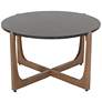 Campbell 32" Wide Black Marble Natural Wood Cocktail Table