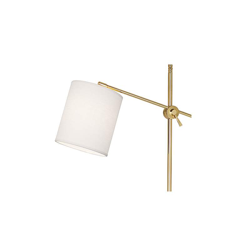 Image 2 Campbell Brass and Oyster Shade Adjustable Modern Floor Lamp more views