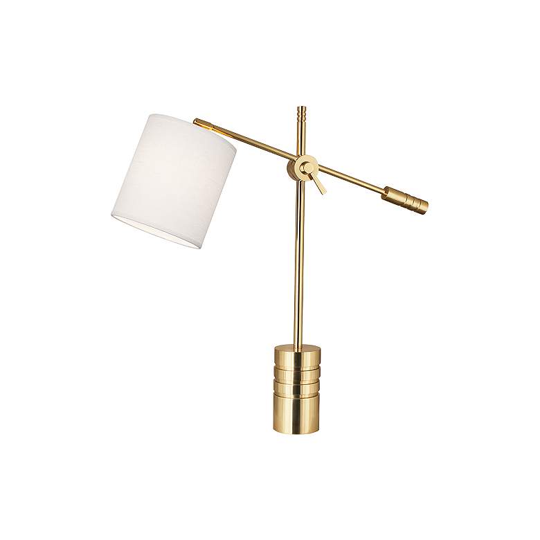 Image 1 Campbell Modern Brass Adjustable Desk Lamp with Oyster Shade